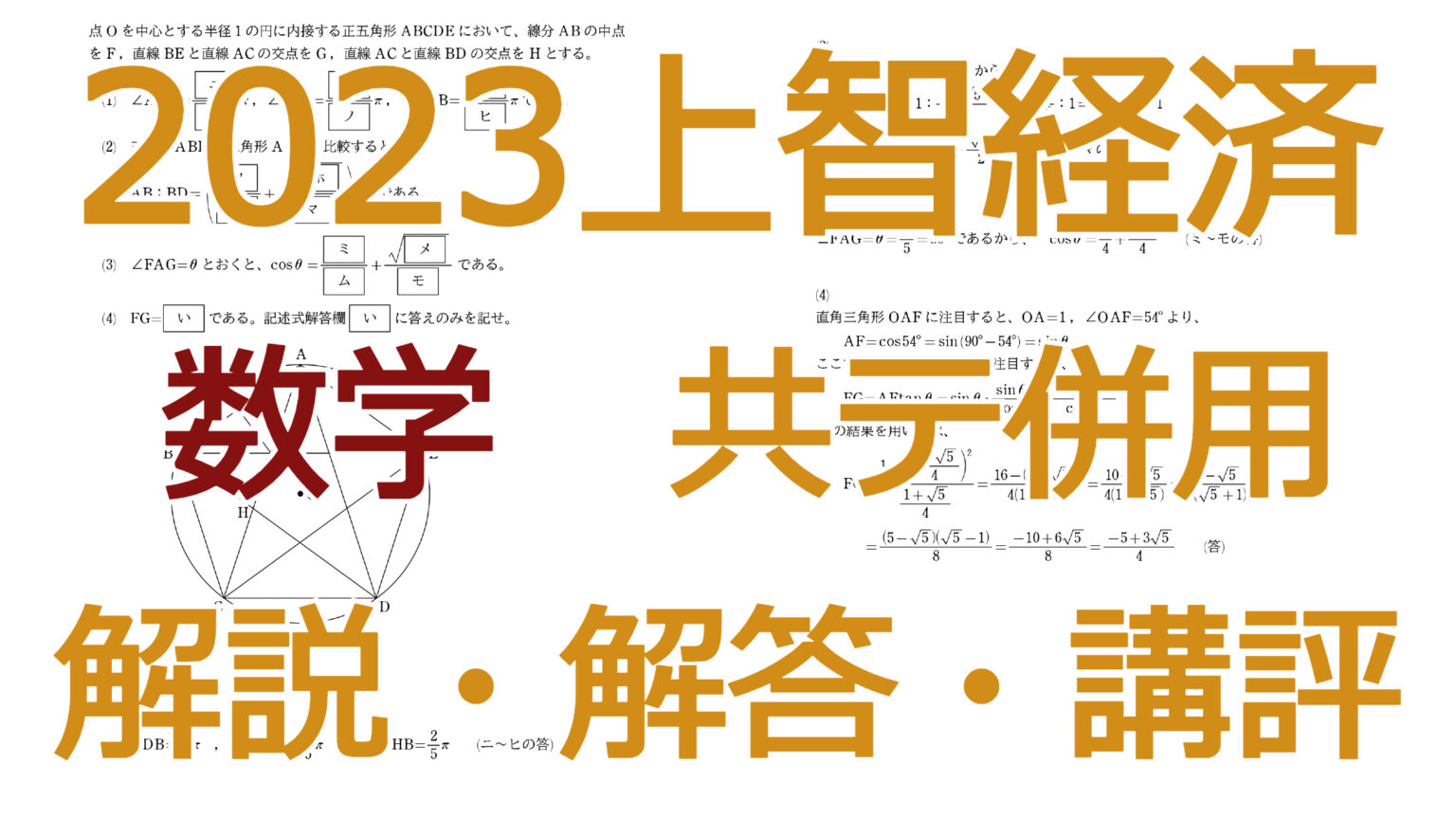 2023上智経済【数学共テ併用】解説・解答・講評
