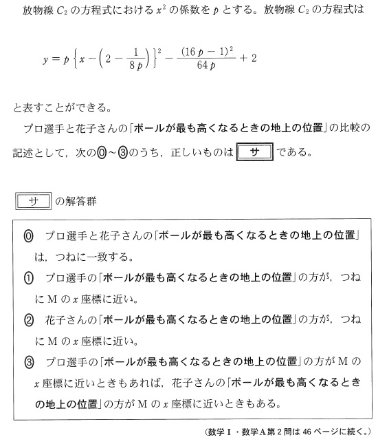 2023数学ⅠＡ第２問問題⑨