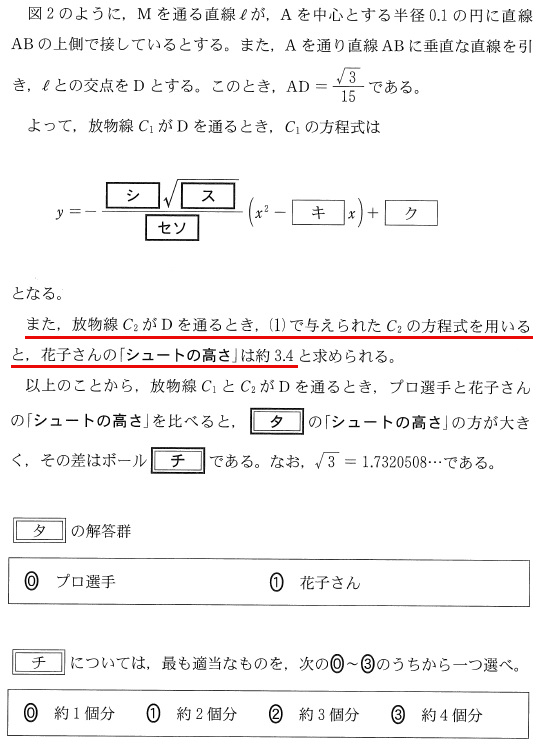 2023数学ⅠＡ第２問問題⑪