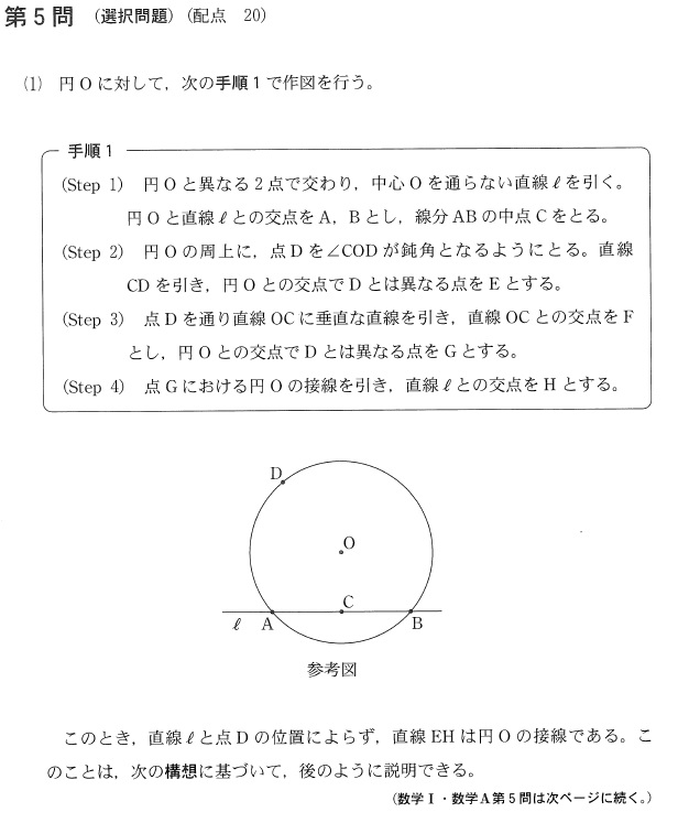 2023数学ⅠＡ第５問問題①