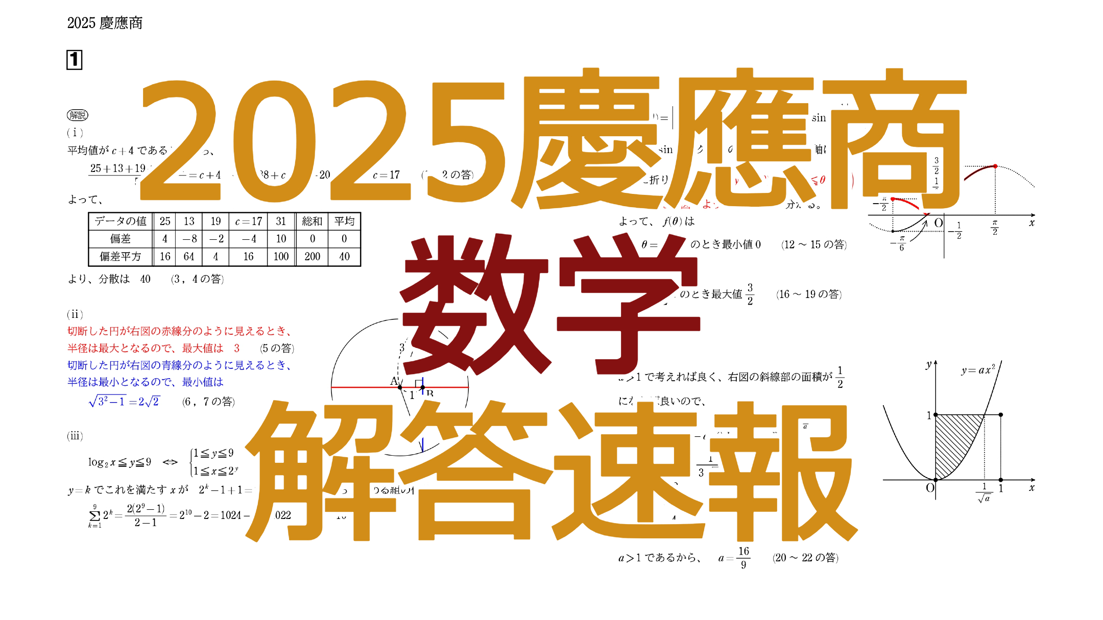 2025慶應商【数学】解答速報