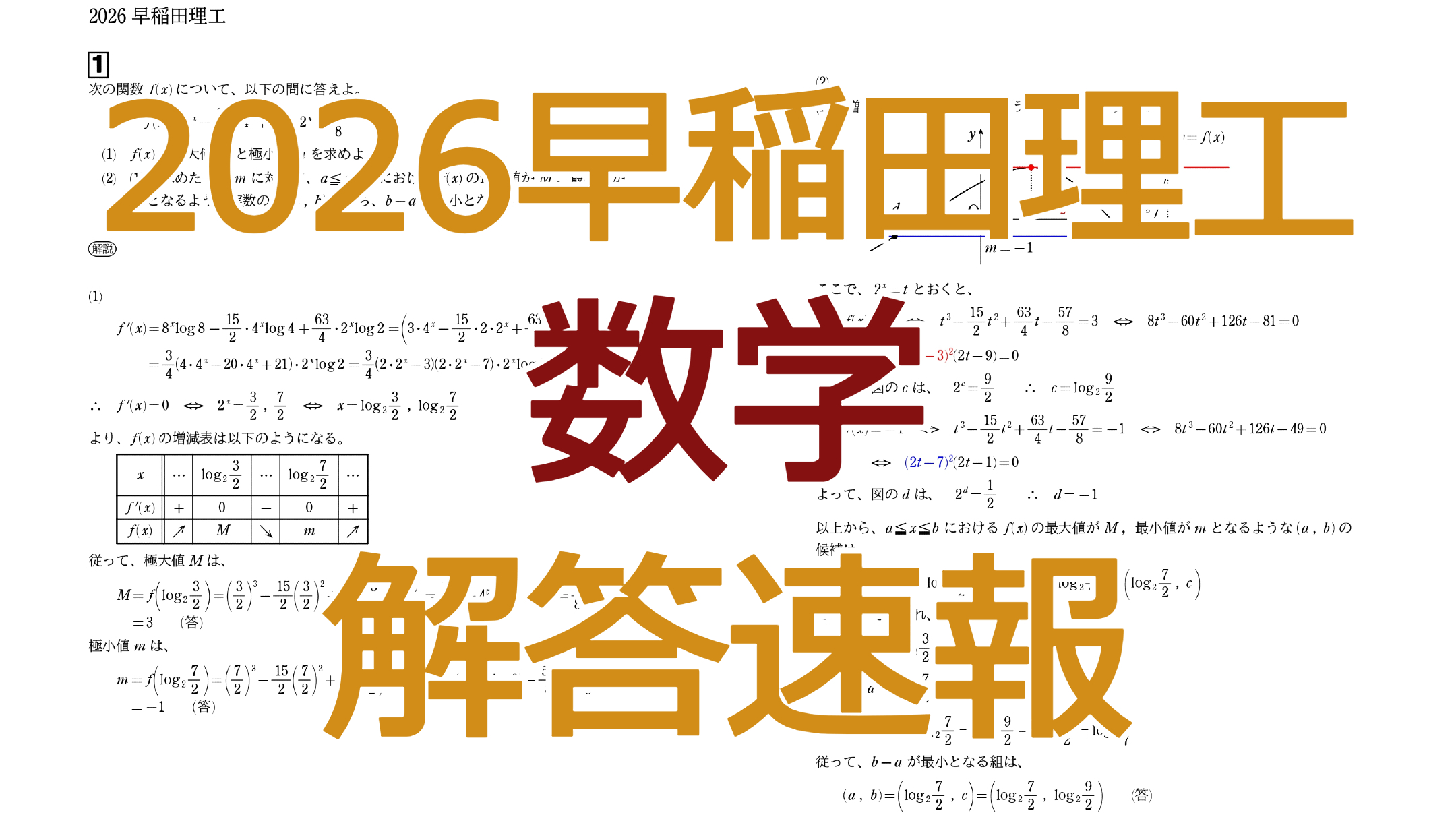 2026早稲田理工【数学】解答速報